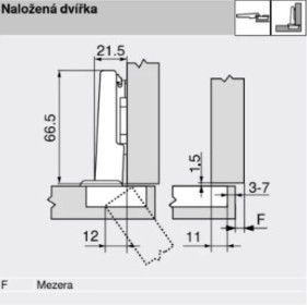 BLUM 70T3590.TL naložen&yacute; Inserta, 110&deg;, Tip-on 0038704 фото