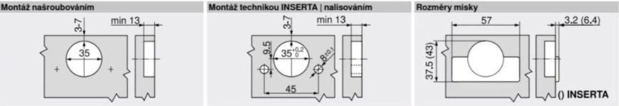 BLUM 70T3590.TL naložen&yacute; Inserta, 110&deg;, Tip-on 0038704 фото