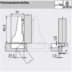 BLUM 71B3690 polonaložen&yacute; Inserta s tlmen&iacute;m 110&deg; 0038719 фото