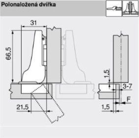 BLUM 70T3690 polonaložen&yacute; Inserta,TIP-ON,110&deg; 0038786 фото