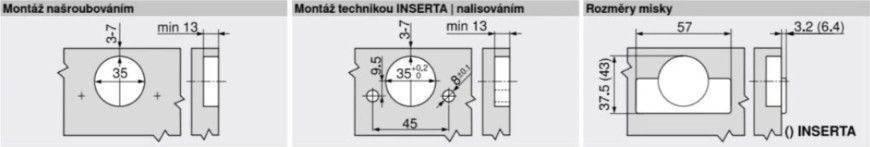 BLUM 70T3690 polonaložen&yacute; Inserta,TIP-ON,110&deg; 0038786 фото
