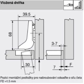 BLUM 71B3790 vložen&yacute; Inserta s tlm 110&deg; 0038803 фото