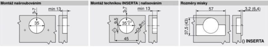 BLUM 71B3790 vložen&yacute; Inserta s tlm 110&deg; 0038803 фото