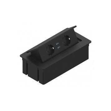 ELEKTRIMA KWADRO Predlžovač čierna zapusten&yacute; obdĺžnikov&yacute;, 2&times; z&aacute;suvka s uzemnen&iacute;m, 2&times; USB 2,1A 5V, k 0058681 фото