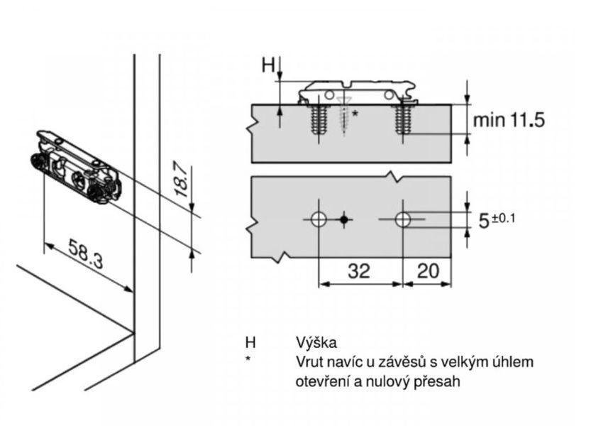 BLUM 177H3130E podložka priama Expando 11,5mm 0039006 фото
