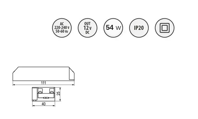 MASTER Zasilacz LED 12V, 54W, input 220-240VAC, IP20 plast \ 0052666 фото