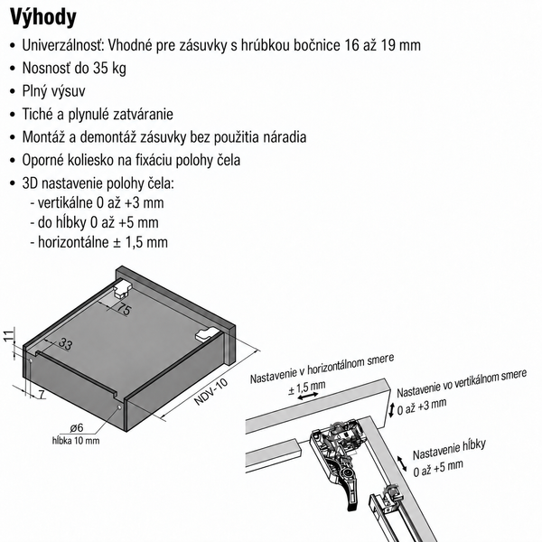 Skryt&yacute; v&yacute;suv LinkenSystem L=500 (35 kg) 16-19mm SYNCHRO-3D, pln&yacute;, s tlmen&iacute;m + z&aacute;mok 0059917 фото