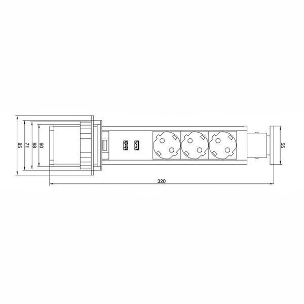 ELEKTRIMA TUBUS Predlžovač stolov&yacute; zapusten&yacute; okr&uacute;hly 60 mm, 3&times; z&aacute;suvka Schuko, 2&times; USB 2,4A 5V, kov/p 0058184 фото