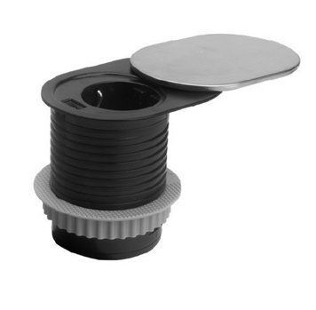 ELEKTRIMA SLIDER Predlžovač stolov&yacute; zapusten&yacute; okr&uacute;hly 60 mm, z&aacute;suvka Schuko, USB, kov/plast striebor 0058186 фото