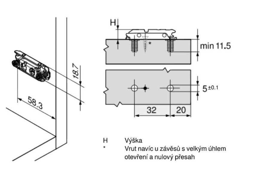 BLUM 177H3100E podložka priama excenter Expando 8,5mm Onyx 0059337 фото